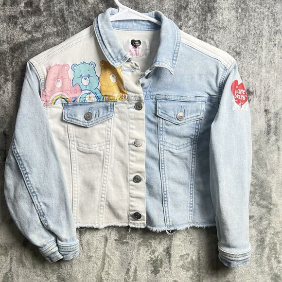 Care Bears Justice Jacket Girls Small 7-8 Denim Button Up Long Sleeve - Picture 1 of 7